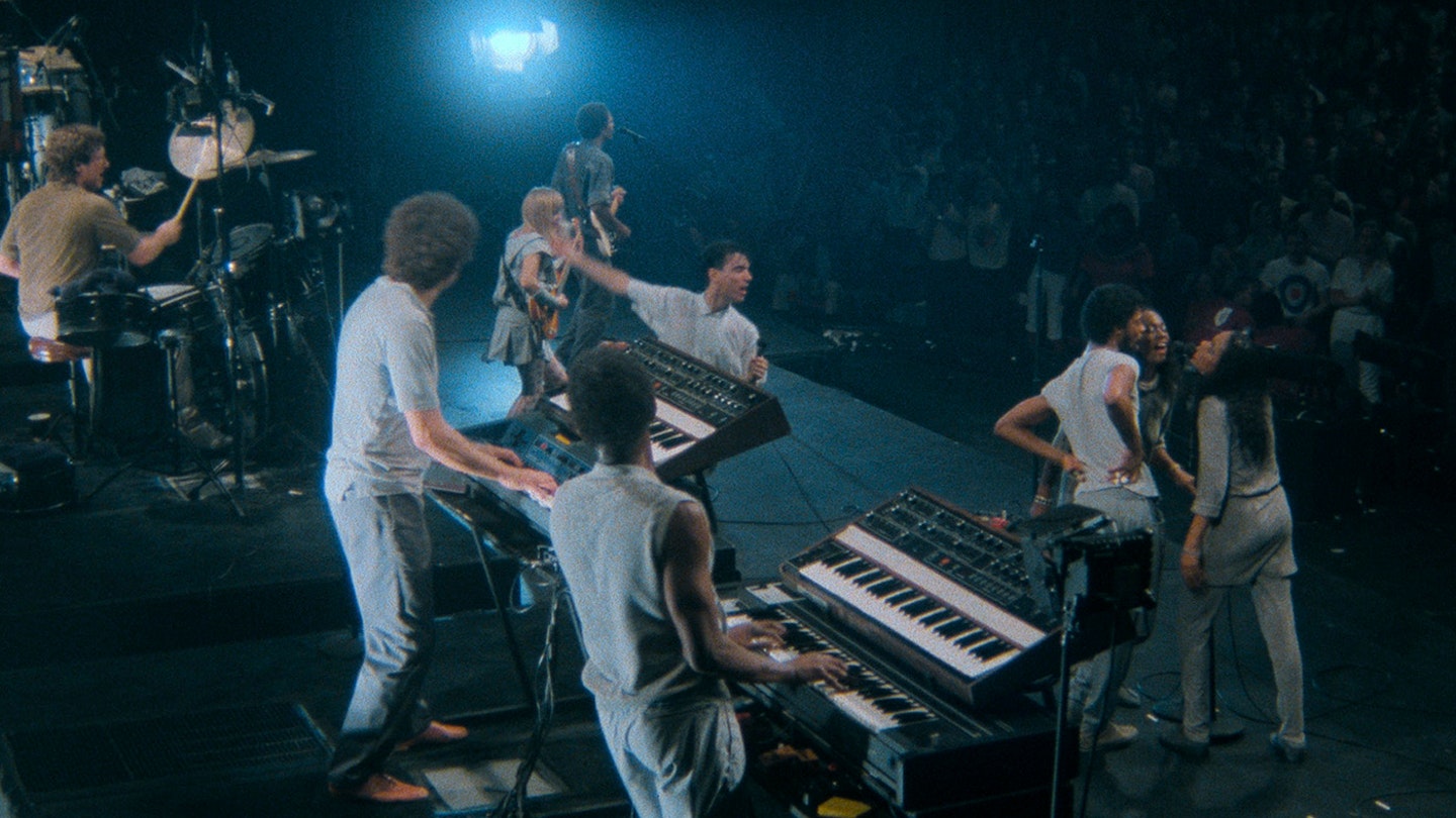 Talking Heads on stage in Stop Making Sense